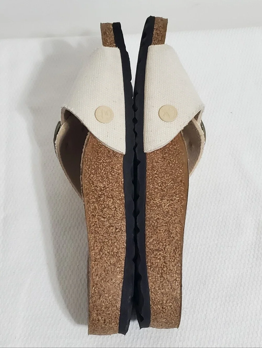 Birkenstock Madrid Vegan Big Buckle Sandal Eggshell Textile Size 37